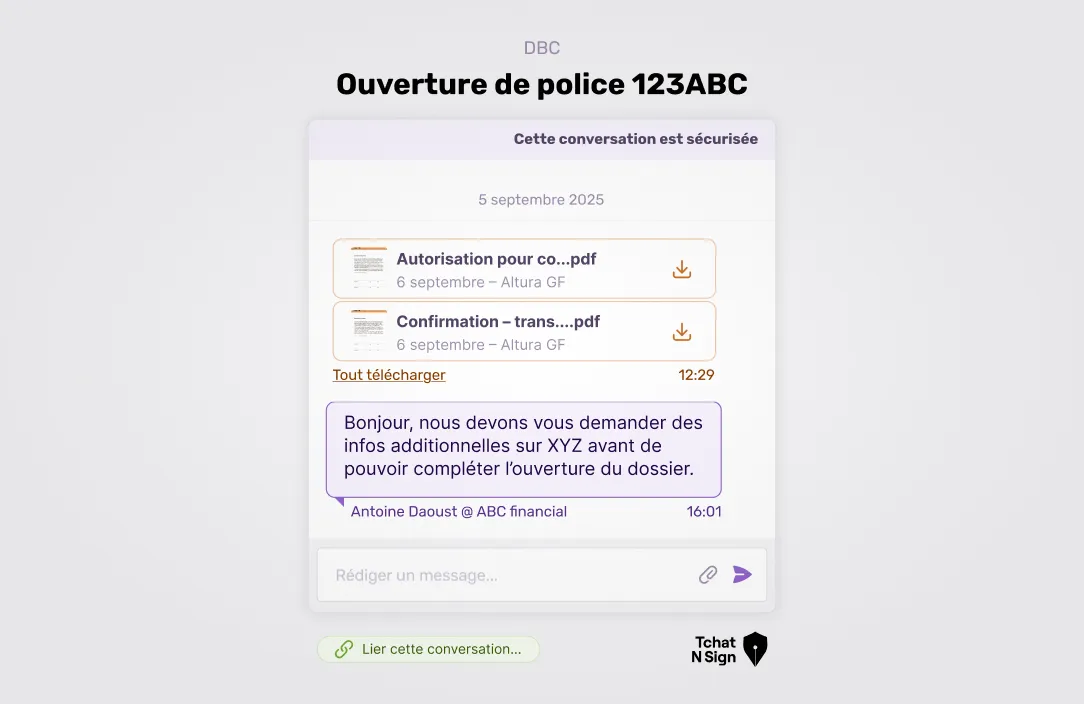 Tchat N Sign client interface for stand-alone secured chat